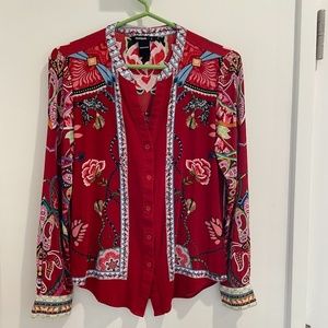 Desigual Button Up Blouse, Floral/Graphic Viscose
